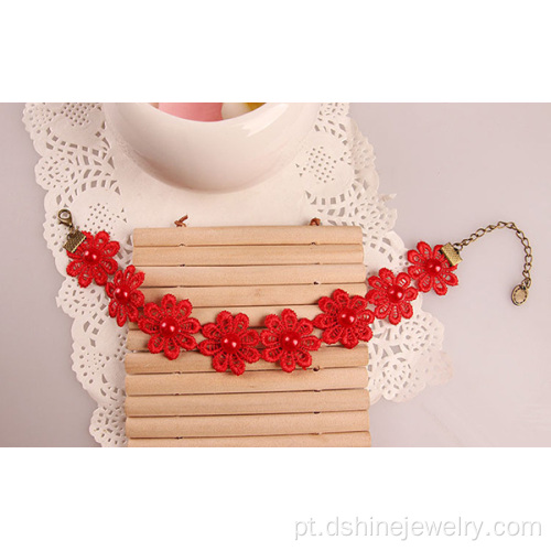 Daisy vermelho laço acessórios moda feminina tornozeleiras Handmade